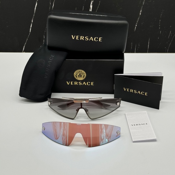 NEW VE2265 100011 VERSACE MOD 2265 1000/11 SILVER VE2265 1000/11 SUNGLASSES - Picture 16 of 16